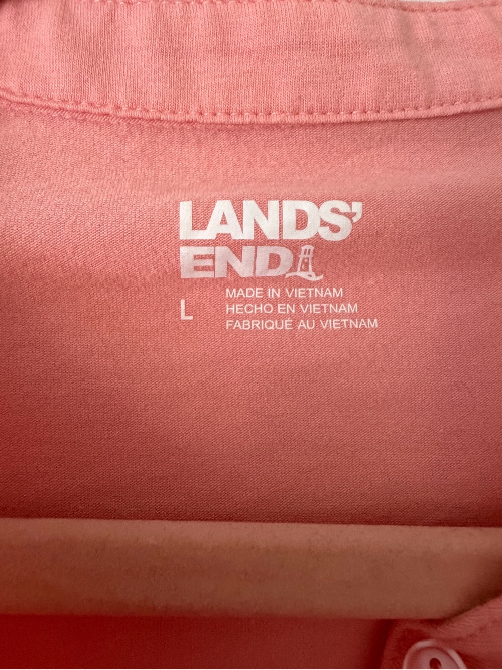 Lands' End Coral Pink Pintuck Short-Sleeve Button Front Top - Picture 3 of 3